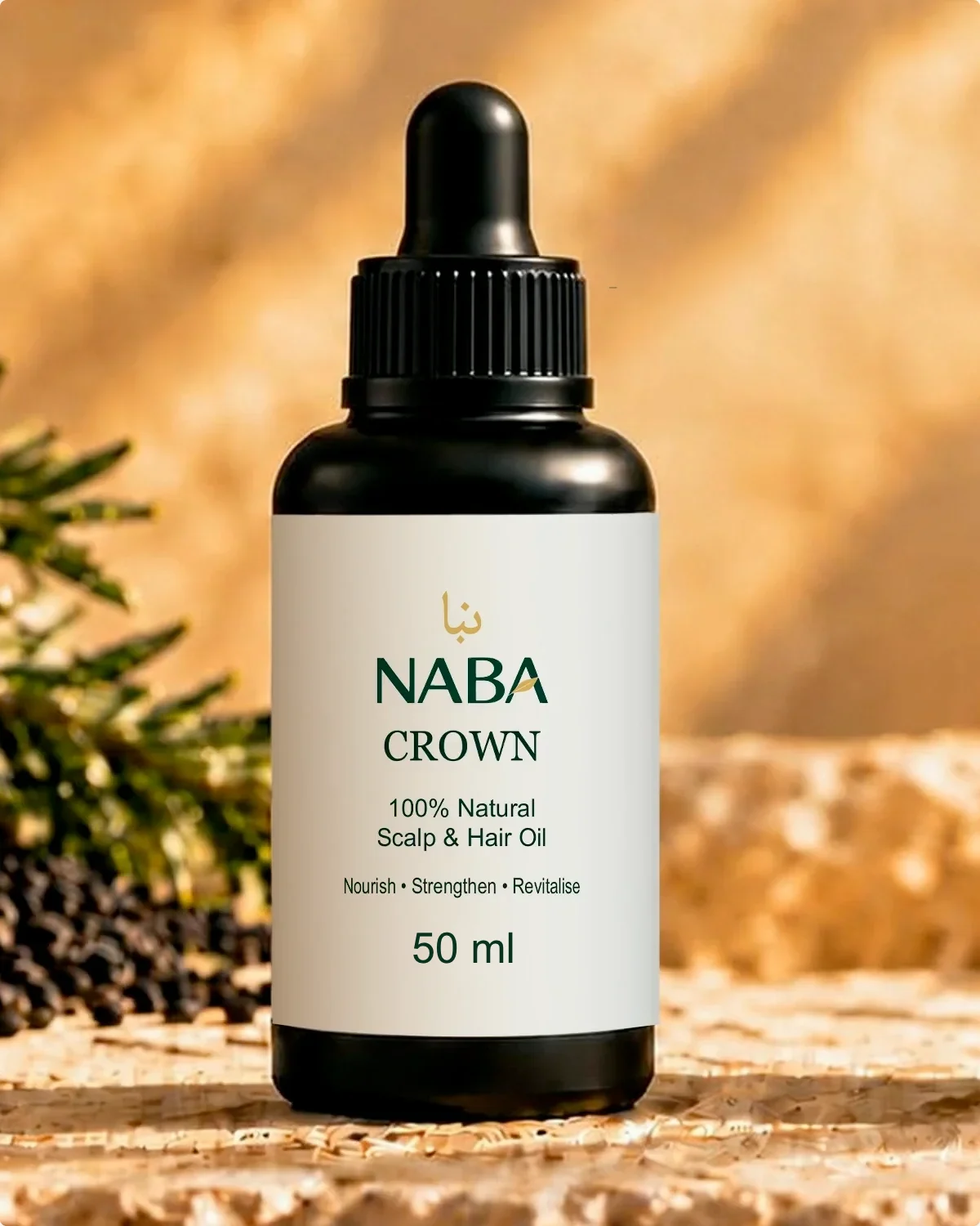 Naba Crown 50 mL bottle in a studio setting