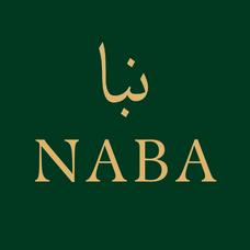 Gold 'NABA' logo on a green background